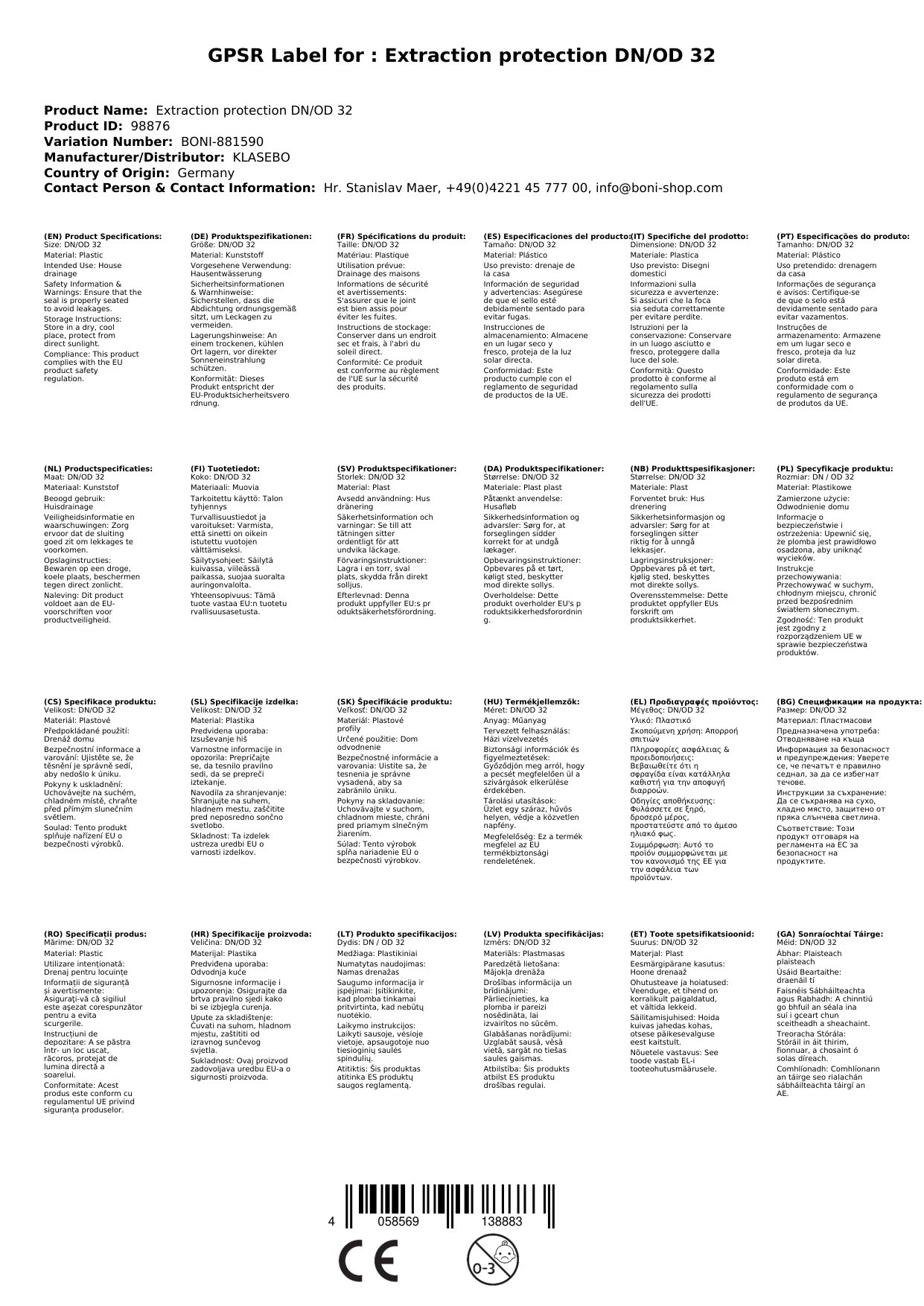 Auszugsicherung DN/OD 32