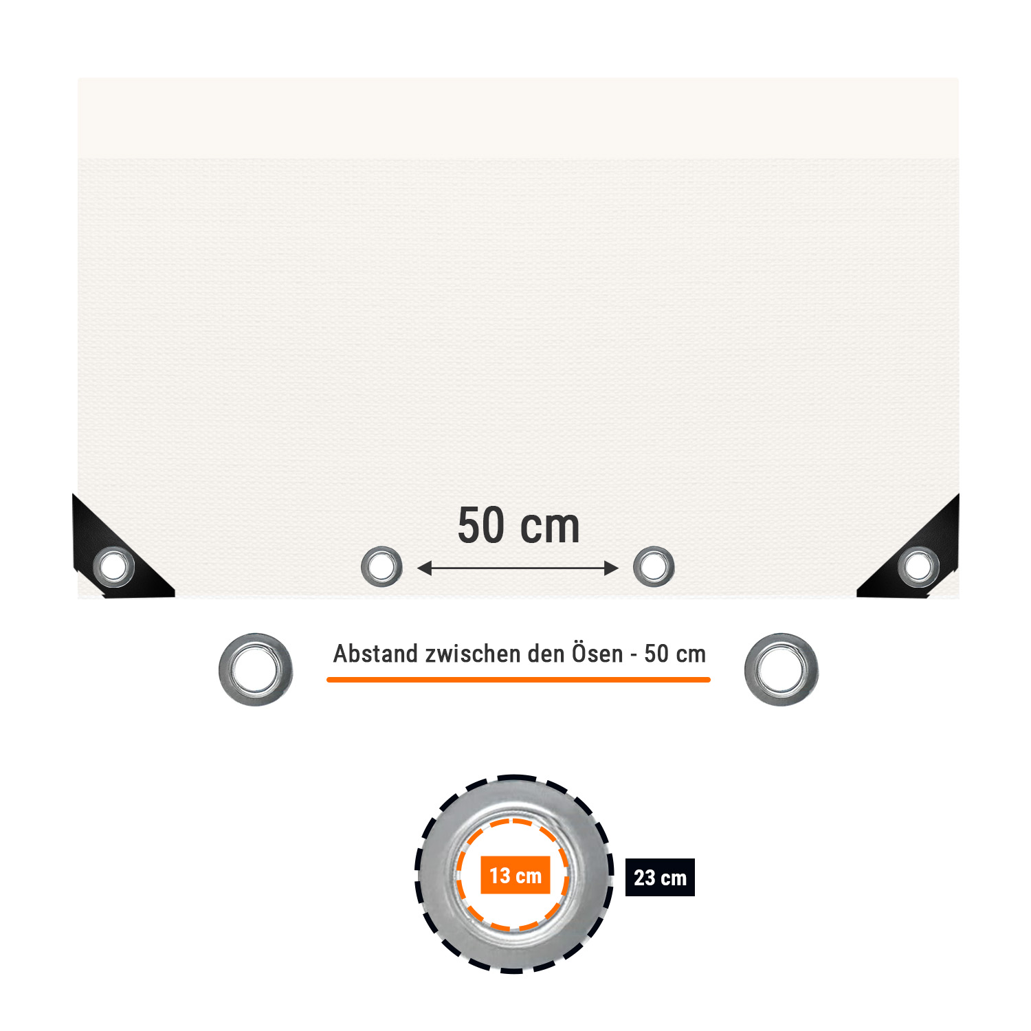 weiss 650 g/m² PVC 2 x 3m (6m²) Plane