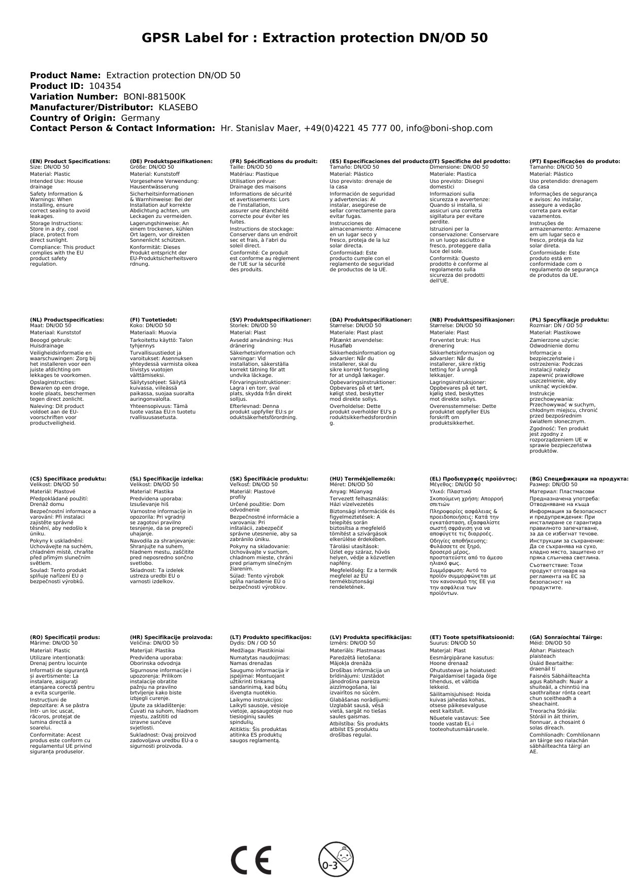 Auszugsicherung DN/OD 50