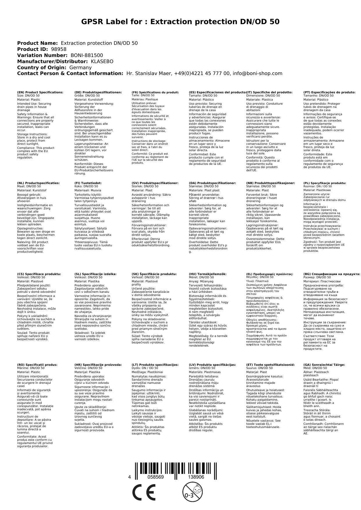 Auszugsicherung DN/OD 50