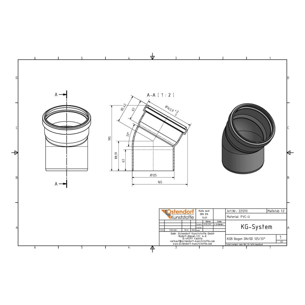 KGB Bogen DN/OD 125   30 Grad