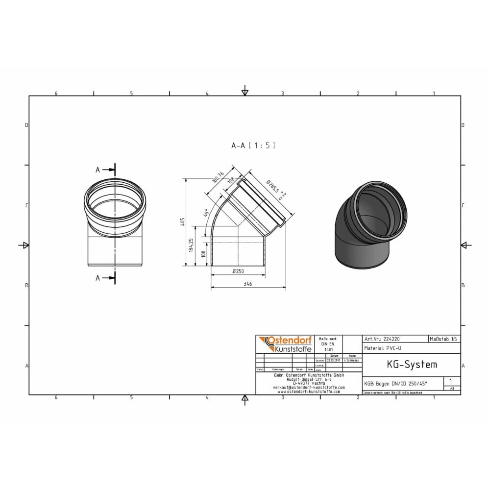 KGB Bogen DN/OD 250   45 Grad