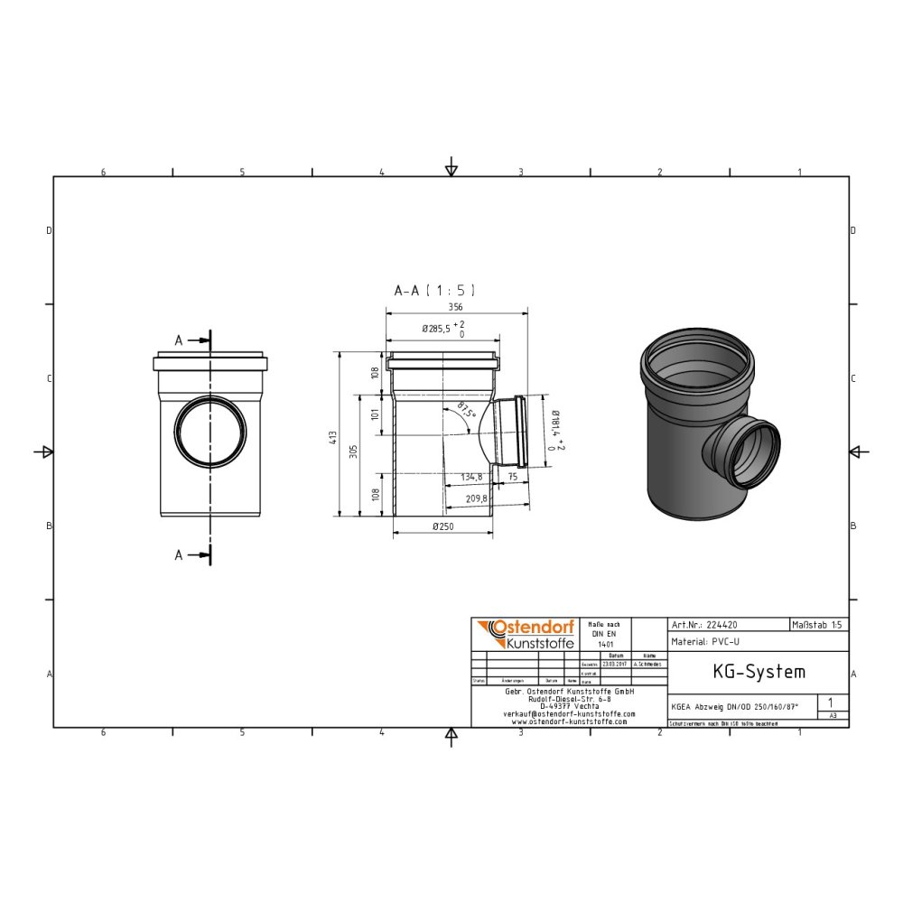 KGEA Abzweig DN/OD 250/160   87 Grad