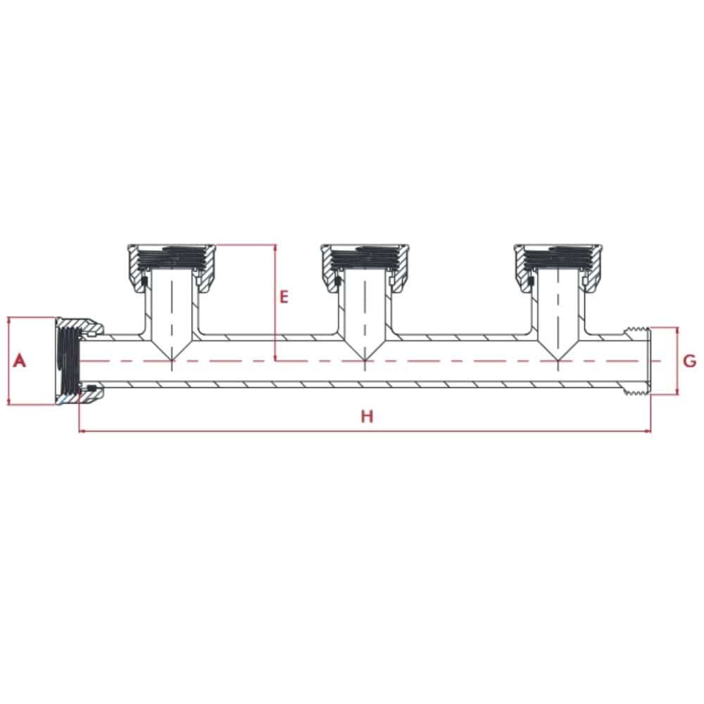 PVC Ausflussverteiler 3 Abgänge 1"