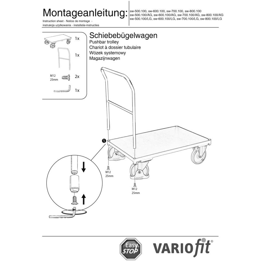 Schiebebügelwagen 500 kg Typ M + EasySTOP