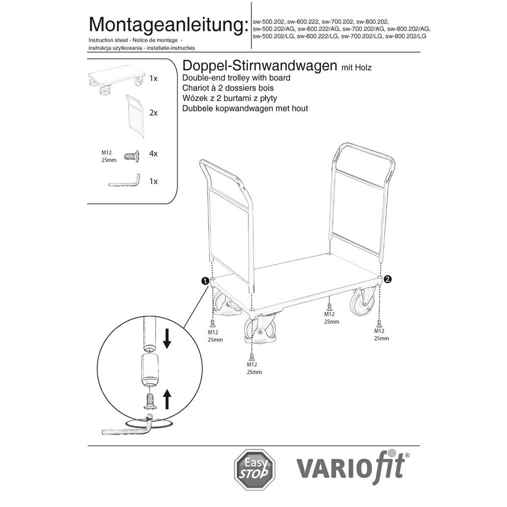 Doppel-Stirnwandwagen 400 kg Typ S + EasySTOP