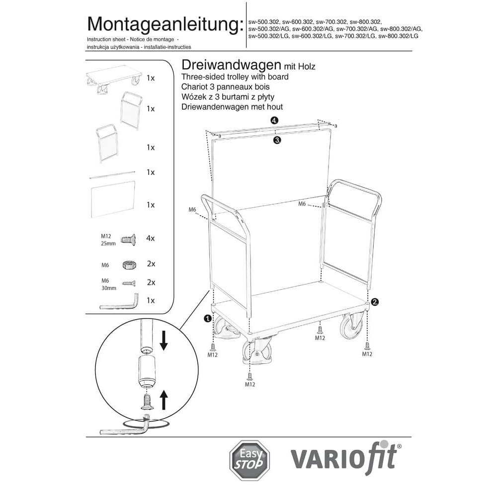 Dreiwandwagen 400 kg Typ S + EasySTOP