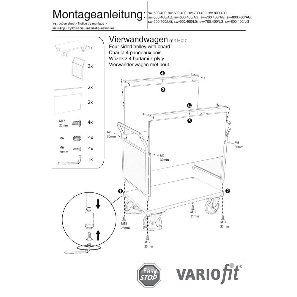 Vierwandwagen 400 kg Typ S + EasySTOP