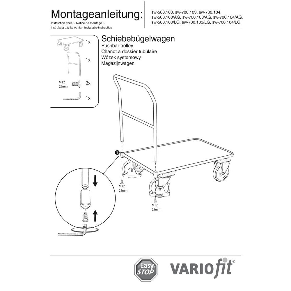 Schiebebügelwagen 400 kg Typ S + EasySTOP