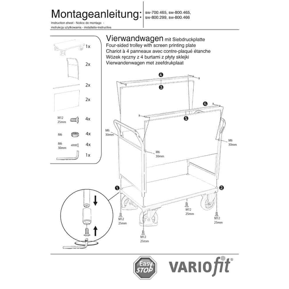 Vierwandwagen 1000 kg Typ S + EasySTOP