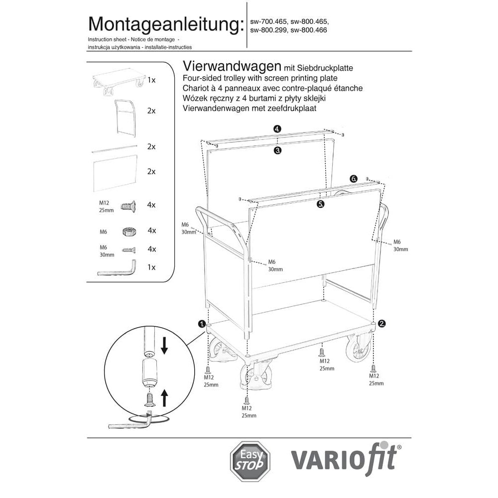 Vierwandwagen 1000 kg Typ M + EasySTOP