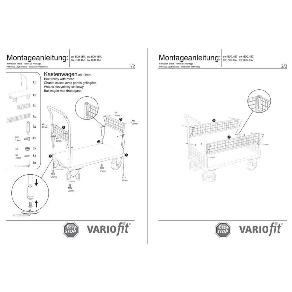 Drahtgitter Kasten-/ Bügelwagen Typ XL + EasySTOP