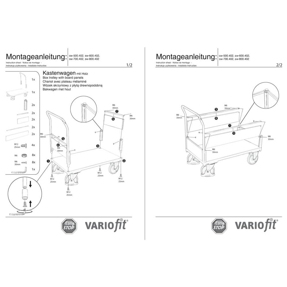 Kasten-/ Bügelwagen Typ S + EasySTOP