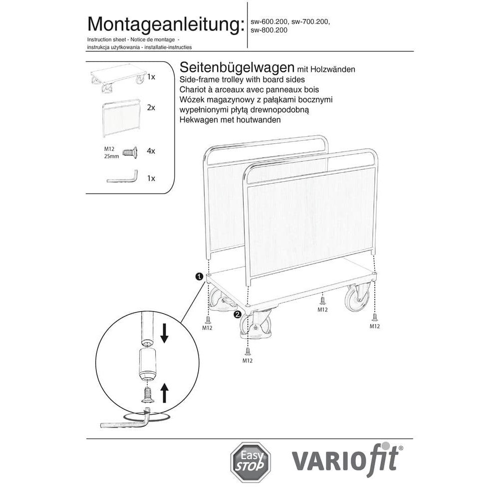 Holzwand Seitenbügelwagen Typ M + EasySTOP