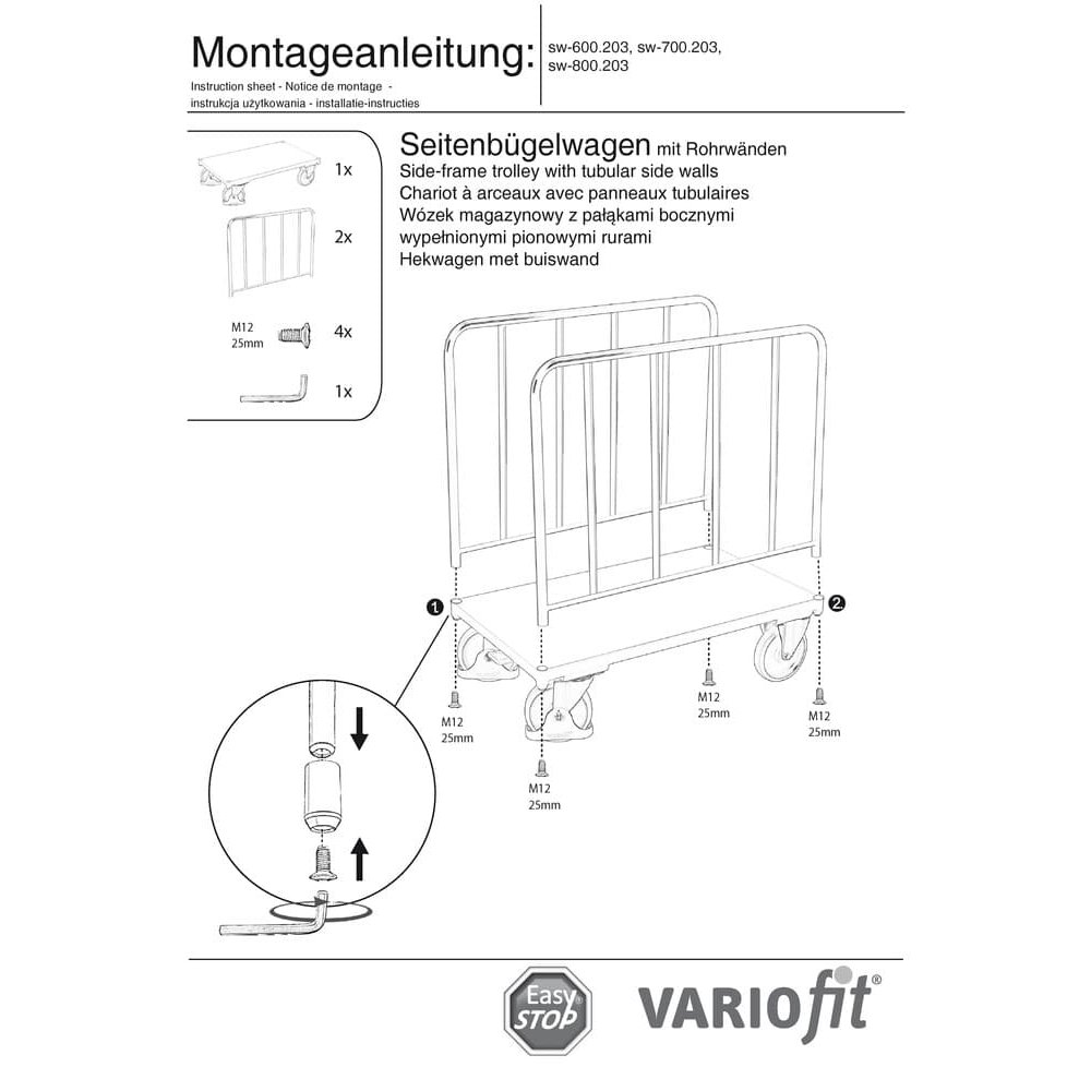 Rohrwand Seitenbügelwagen Typ L + EasySTOP