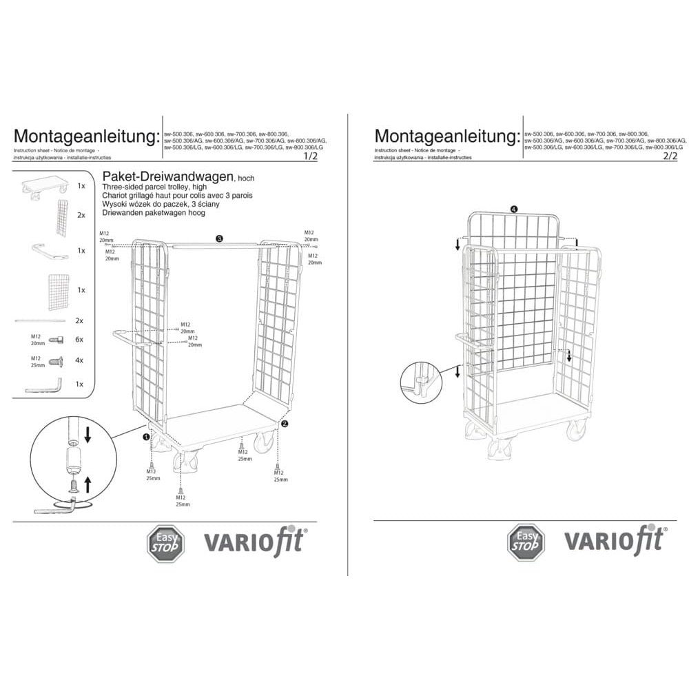 Paket-Dreiwandwagen hoch Typ L + EasySTOP