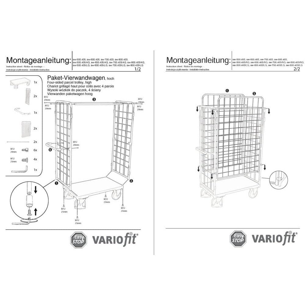 Paket-Vierwandwagen hoch Typ S + EasySTOP