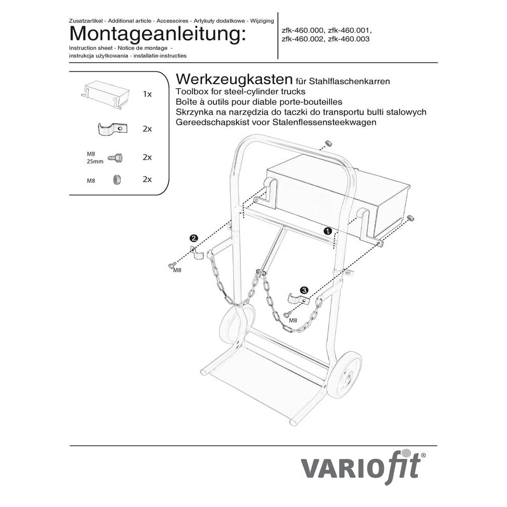 Werkzeugkiste für Stahlflaschenkarre fk-1000