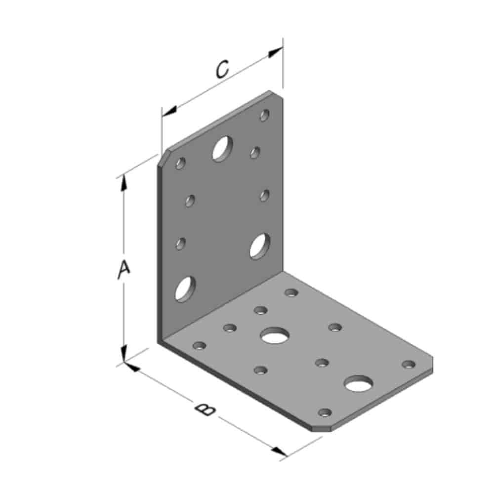 Winkelverbinder 88 x 88 x 65 x 2,5 mm ohne Rippe