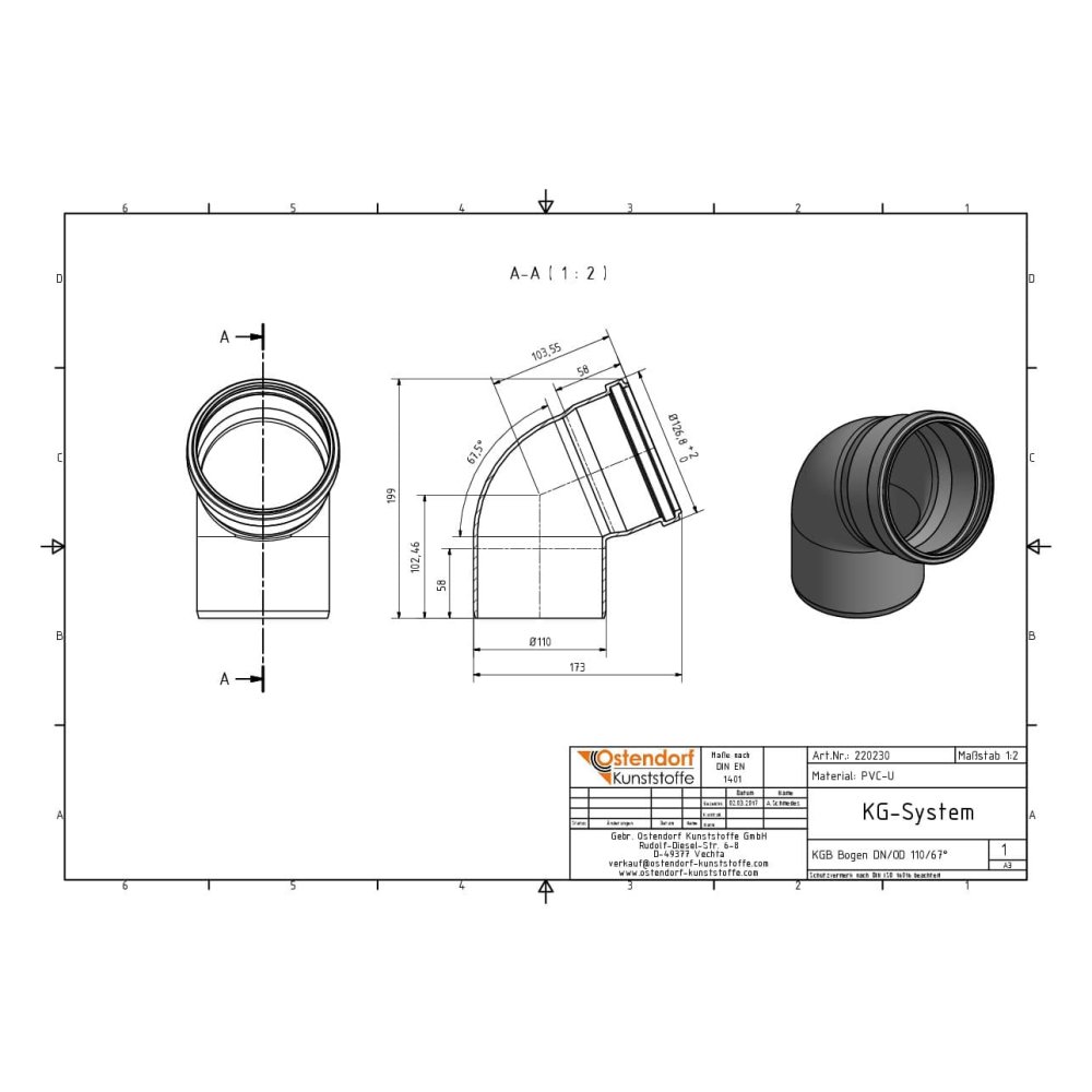 KGB Bogen DN/OD 110   67 Grad