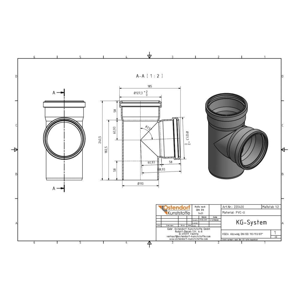 KGEA Abzweig DN/OD 110/110   87 Grad