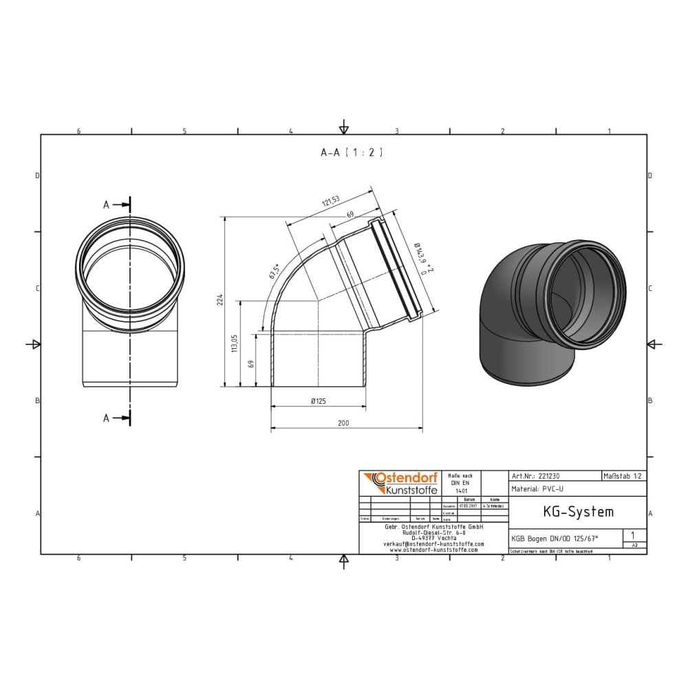 KGB Bogen DN/OD 125   67 Grad