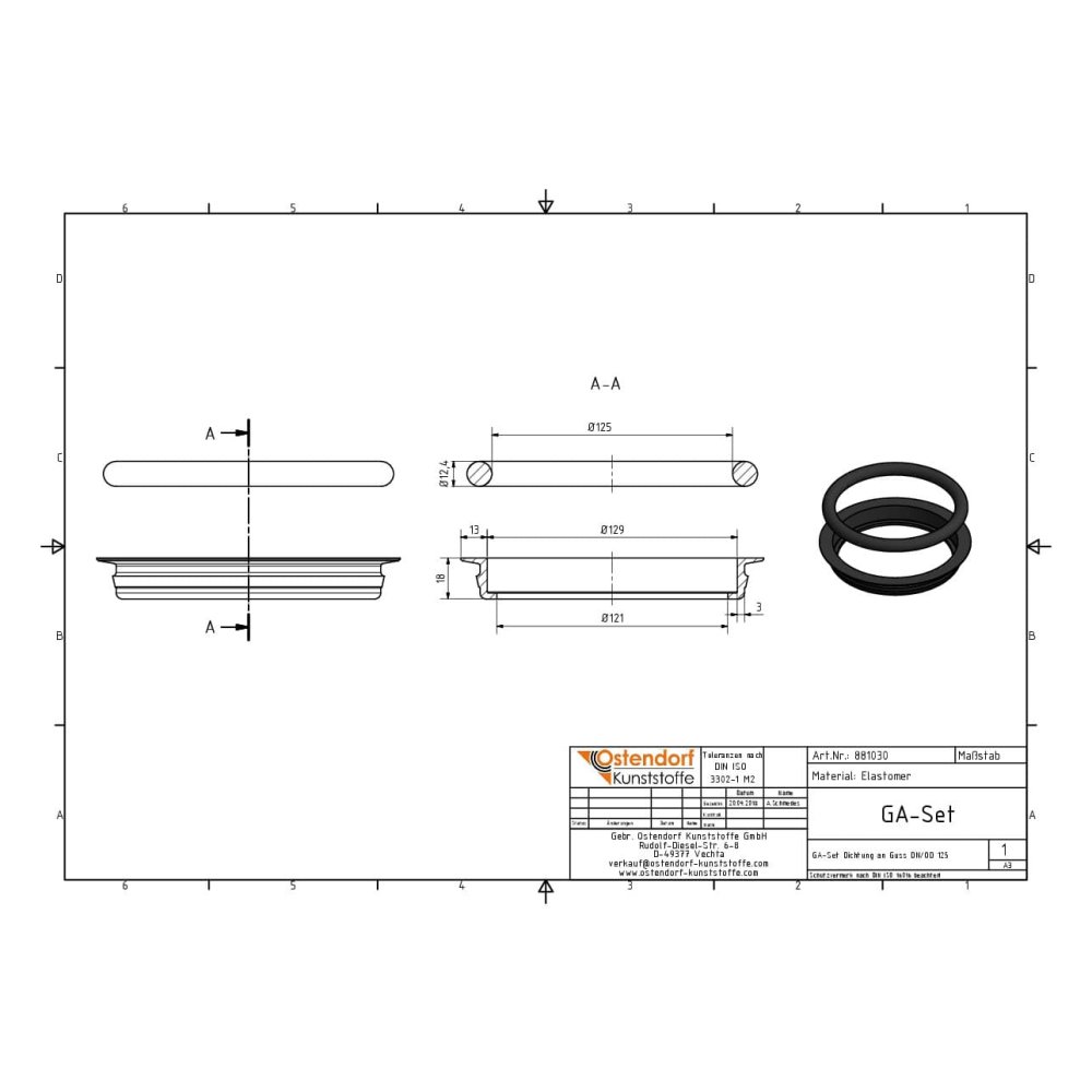 GA-Set / Doppeldichtungen an Guss DN/OD 125