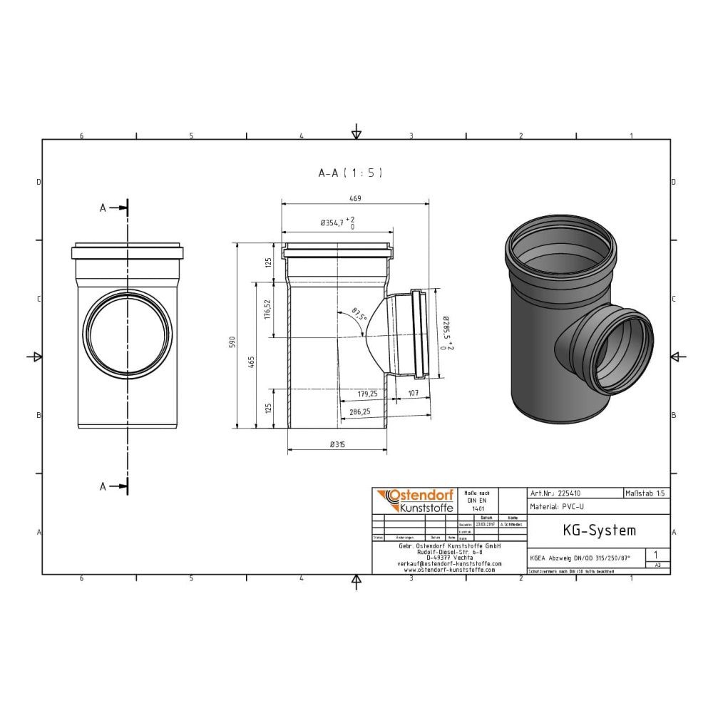 KGEA Abzweig DN/OD 315/250   87 Grad