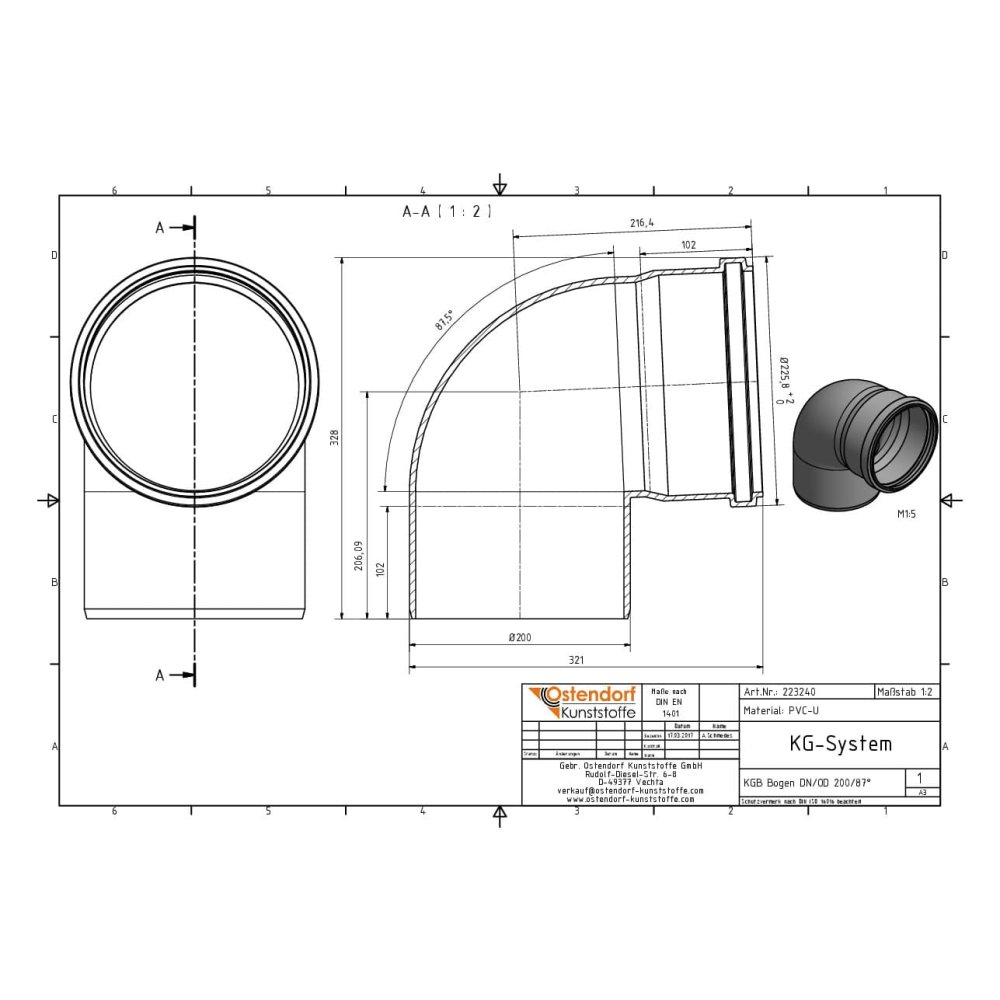 KGB Bogen DN/OD 200   87 Grad