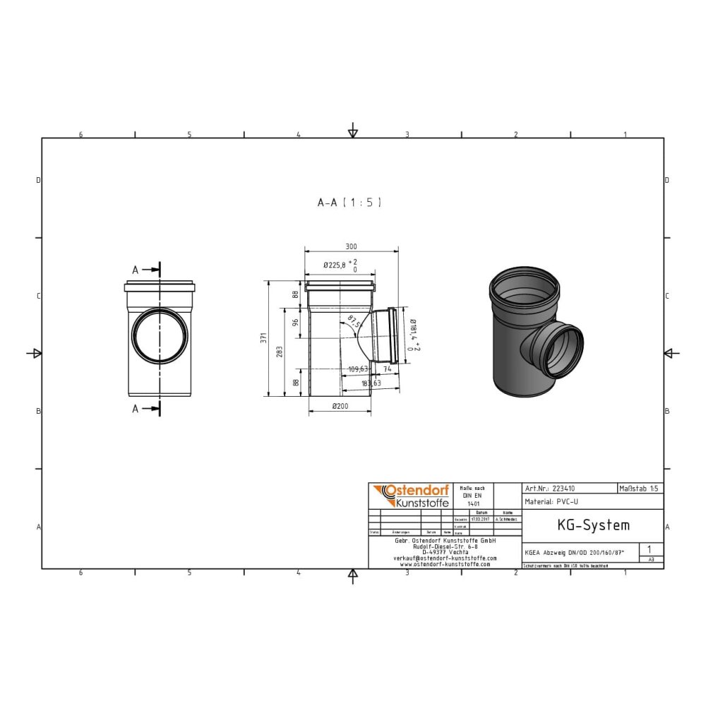 KGEA Abzweig DN/OD 200/160   87 Grad