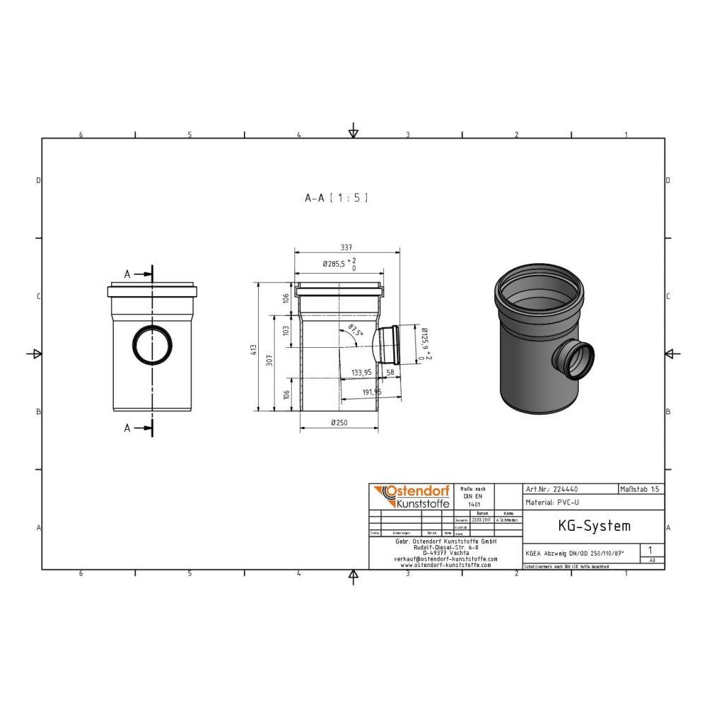 KGEA Abzweig DN/OD 250/110   87 Grad