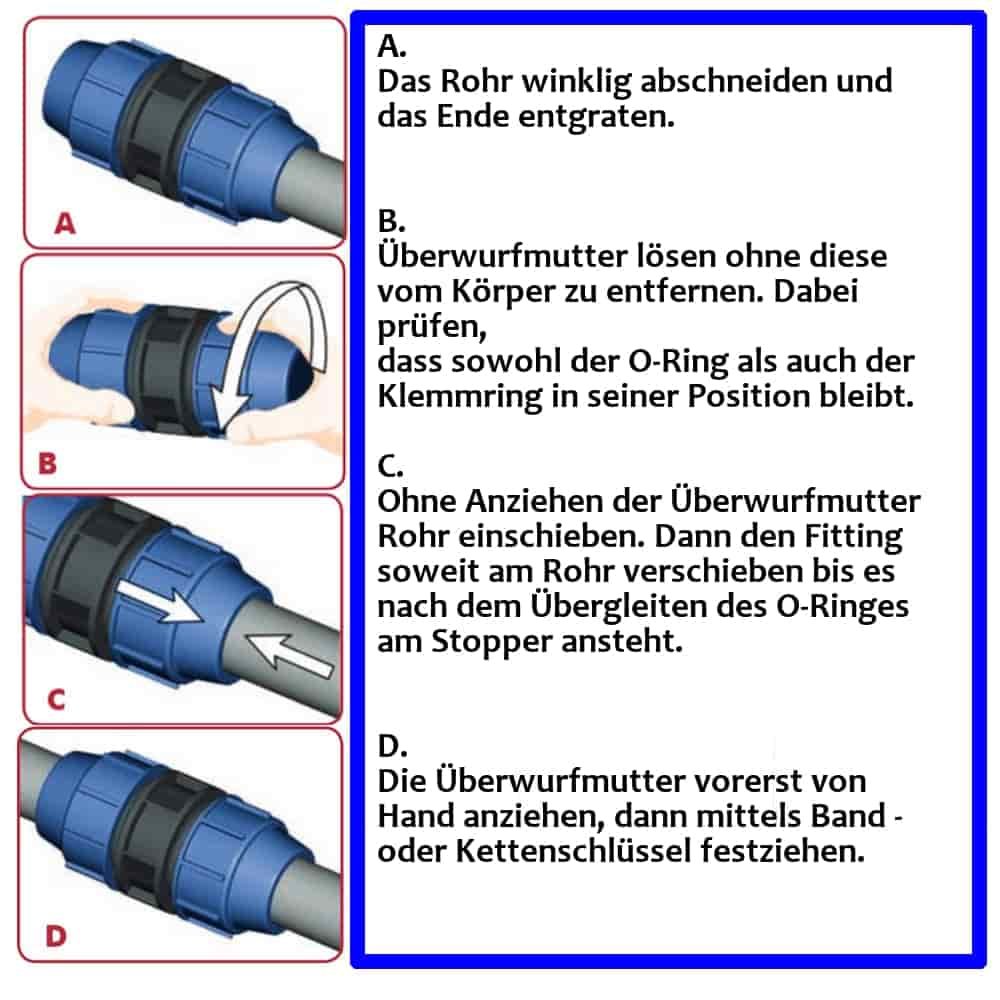 PP PE Rohr Verschraubung T-Stück 32 x 1" IG x 32