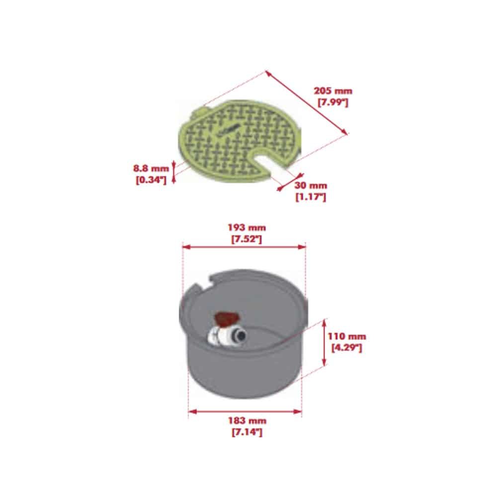 Ventilschacht rund 110 mm Höhe m.3/4" Ventil