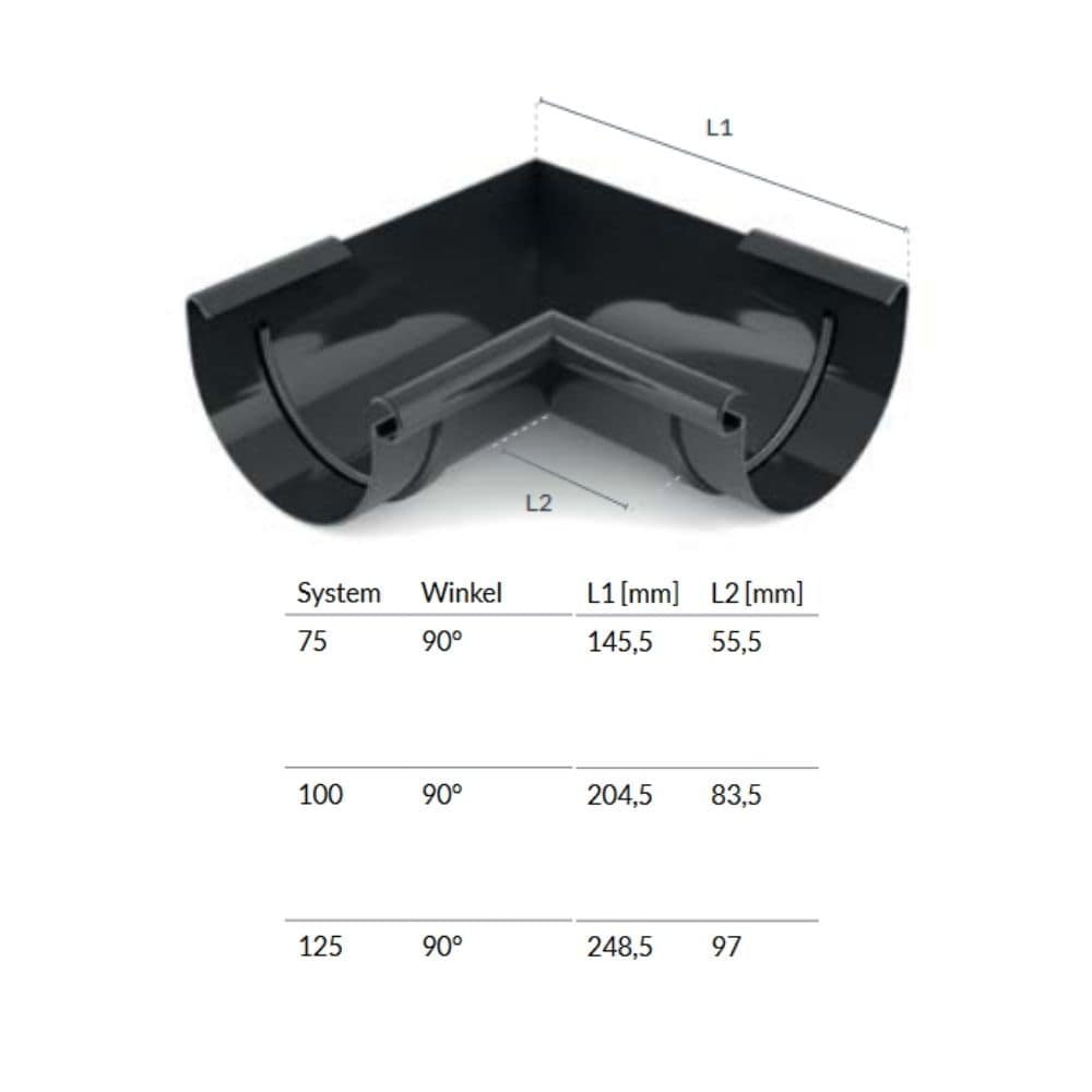 Eckstück Innen 90° braun System 75-0