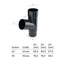 T-Stück graphit System 63-0