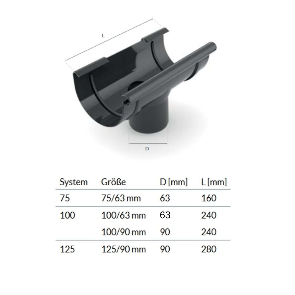 Stutzen graphit System 100/90-0