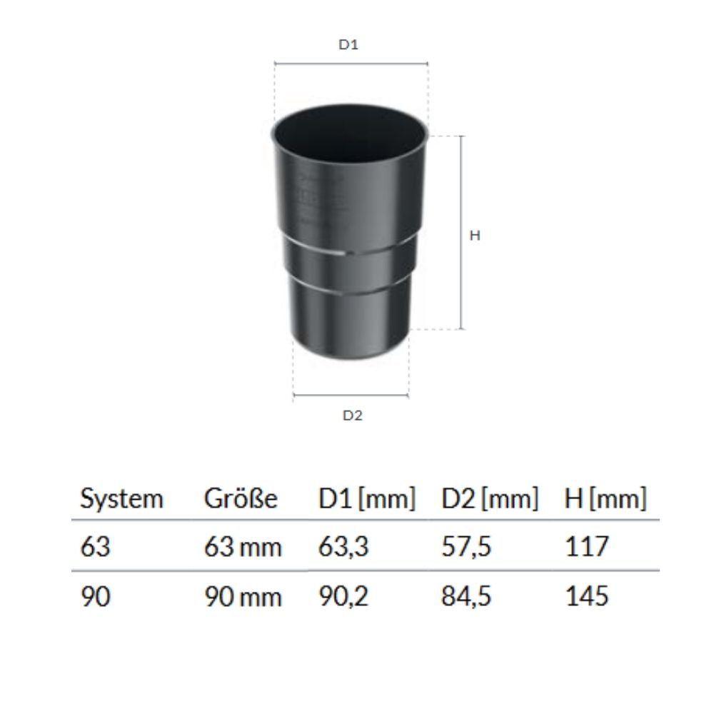 Fallrohrverbindung/-muffe braun System 90-0