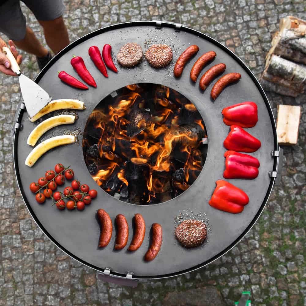 Grillplatte aus Naturstahl für Feuerschale 82 cm + Grillrost 40 cm-1