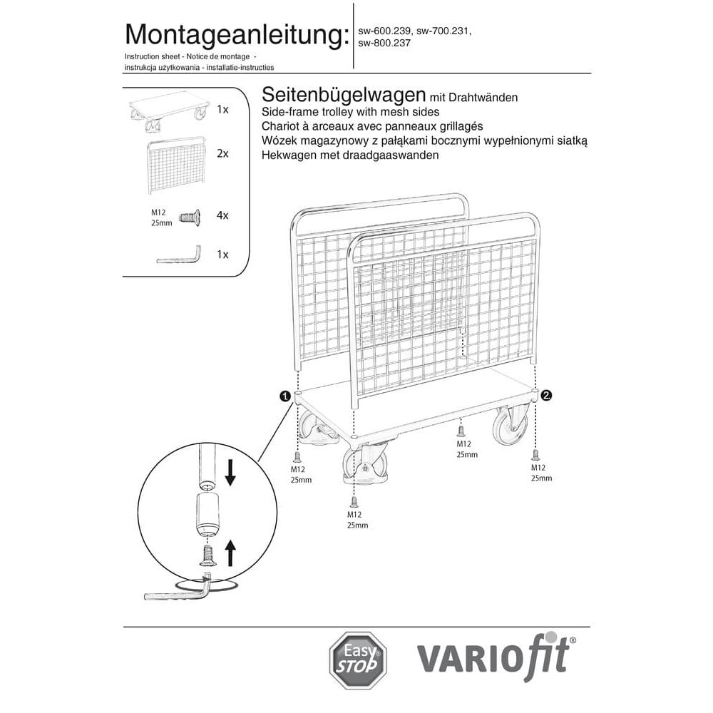 Drahtgitter Seitenbügelwagen Typ M + EasySTOP-0