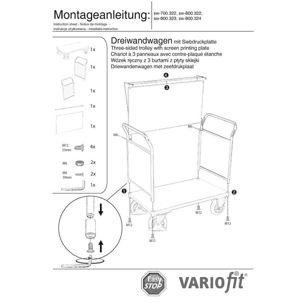 Dreiwandwagen 1000 kg Typ M + EasySTOP-0