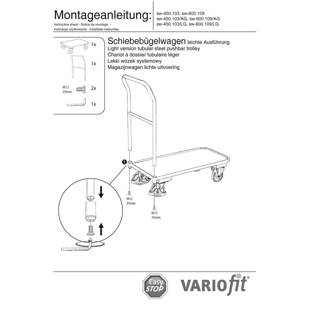 Schiebebügelwagen 200 kg Typ M + EasySTOP-0