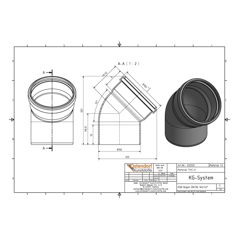 KGB Bogen DN/OD 160   45 Grad-1