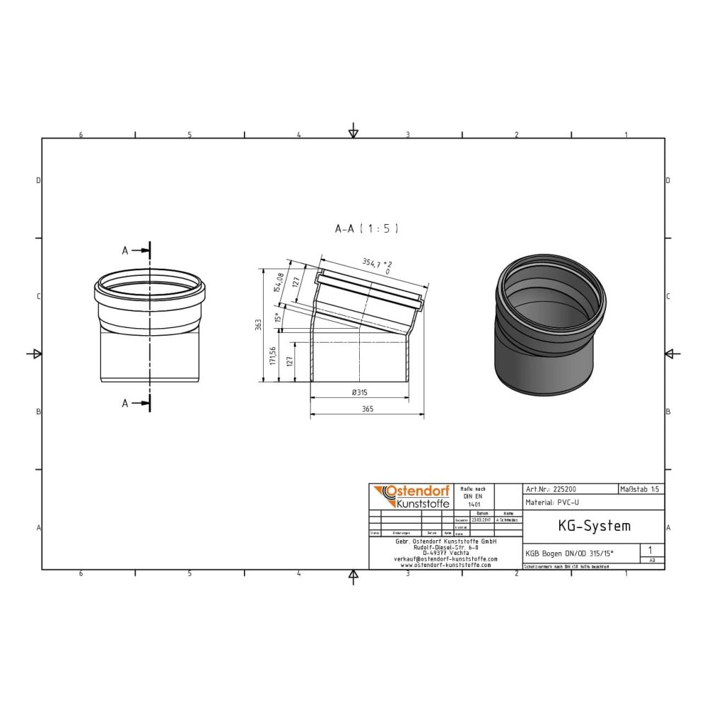 KGB Bogen DN/OD 315   15 Grad-1