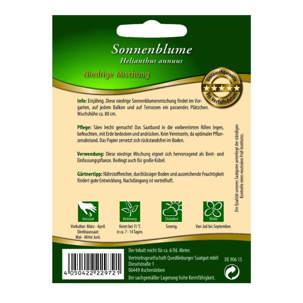 Saatband Sonnenblumen, niedrige Mischung-0