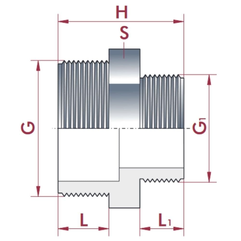 PVC - U Doppelnippel reduziert AG 2 1/2" x 2"-0