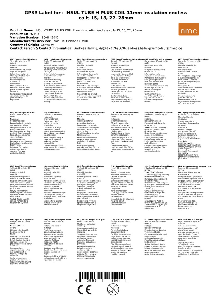 INSUL-TUBE H PLUS COIL 11mm Isolierung endlos Coils 15, 18, 22, 28mm-0