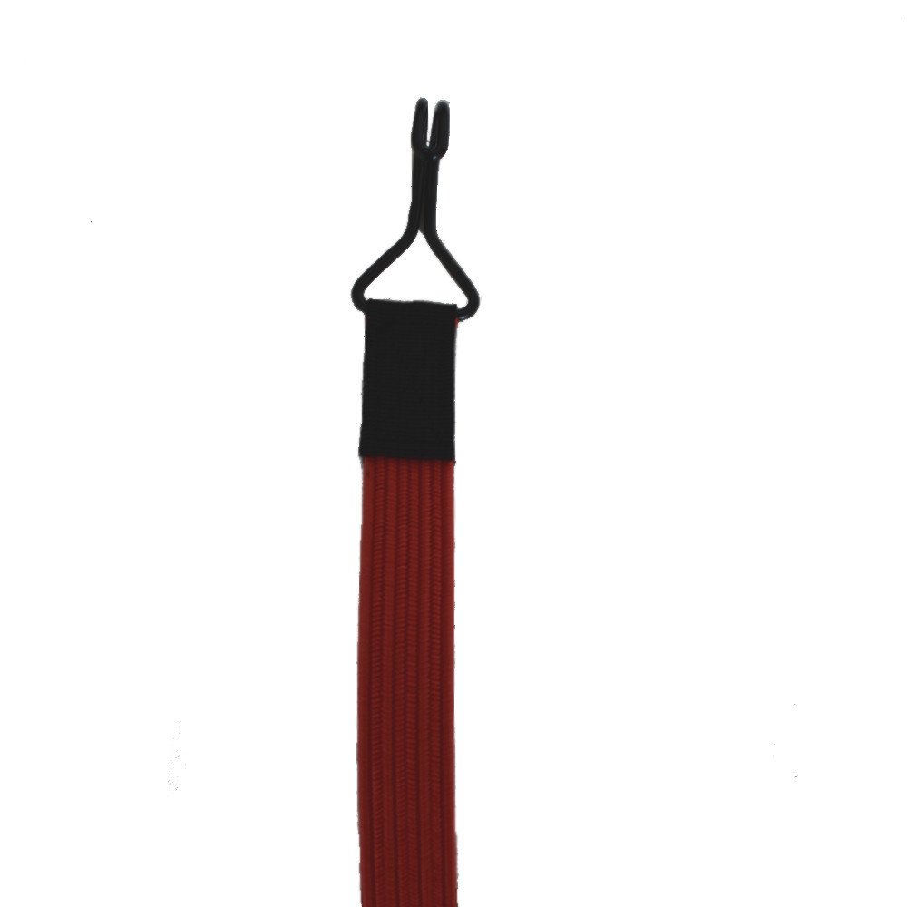 Flaches elastisches Band mit 2 extra starken Doppelhaken 150 cm Rot-0