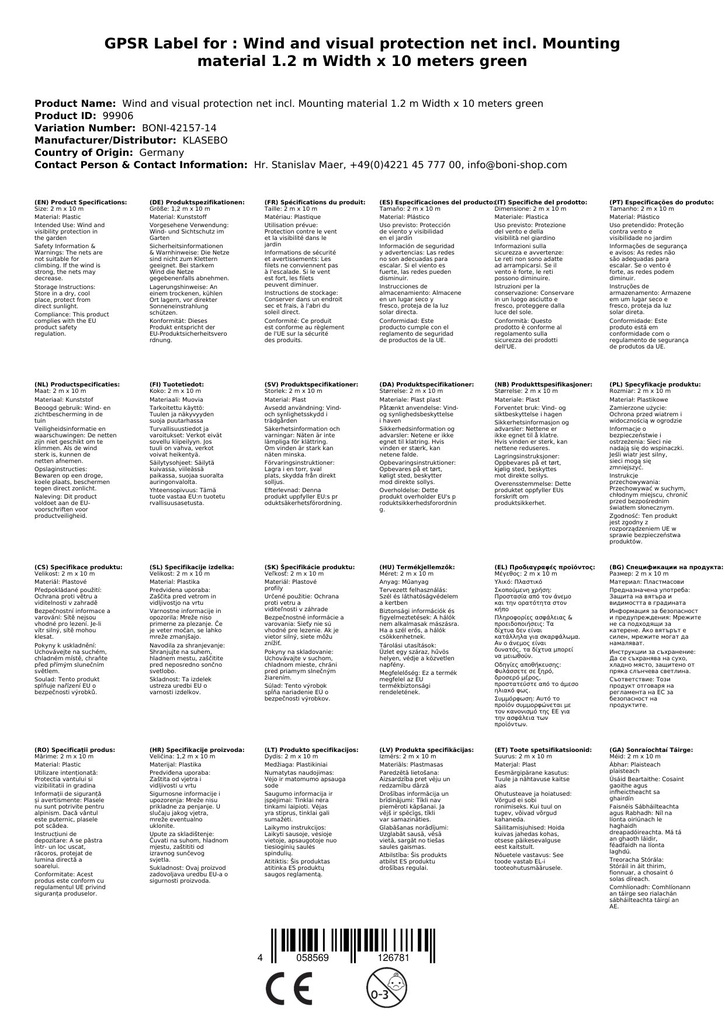 Wind- u. Sichtschutznetz inkl. Befestigungsmaterial 1,2 m Breite x 10 Meter grüne Kordel-3