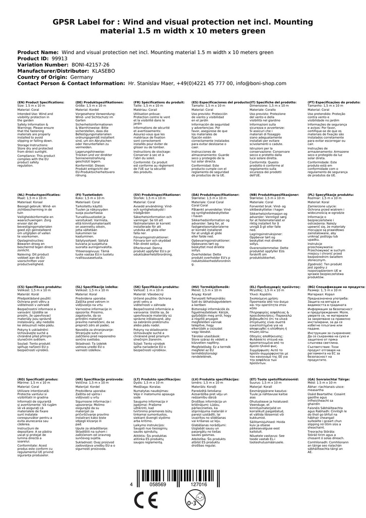 Wind- u. Sichtschutznetz inkl. Befestigungsmaterial 1,5 m Breite x 10 Meter grüne Kordel-3