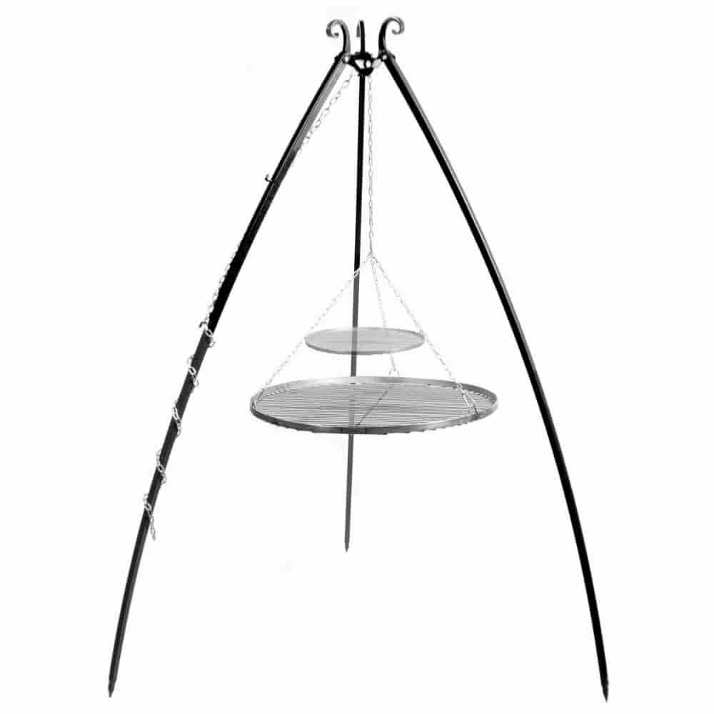 Schwenkgrill 200 cm + Doppelrost aus Edelstahl 70 cm und 40 cm